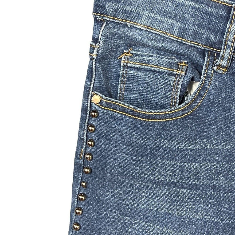 Oak And Poppy Shorts 2 Blue Bermuda Silver Studded‎ 5-Pocket Denim Edgy Casual - Picture 5 of 11